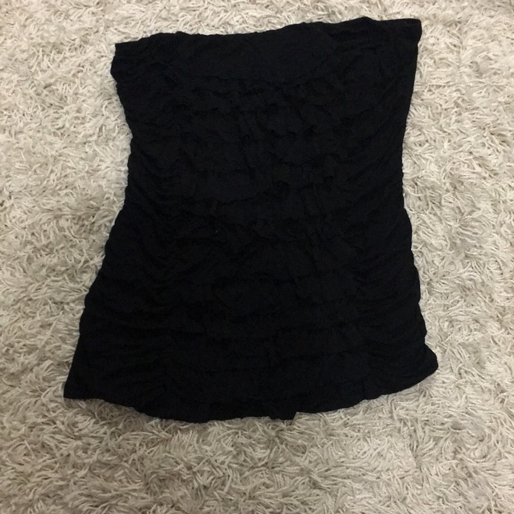 Black ruffle tube top